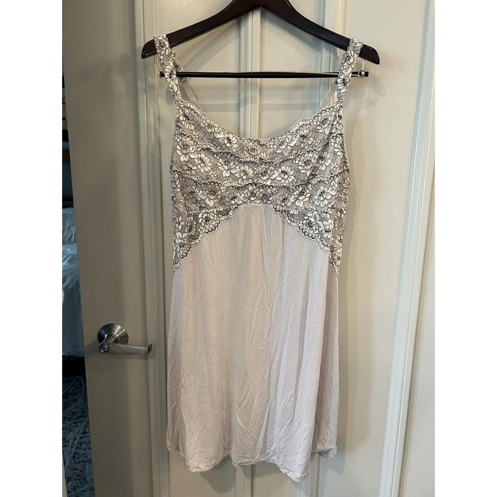TIA LYN plus sz 1X Dusty Purple Lace Slip SHORT Gown Nightgown SOFT C23